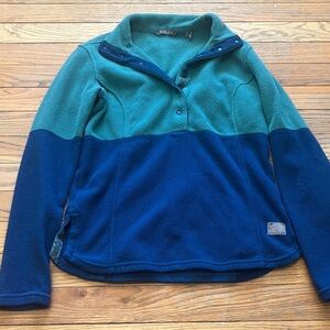 Toad&Co Two-Tone Teal and Navy Fleece Pullover